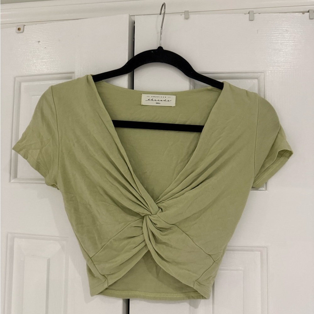 American Threads Olive Twist Crop Top